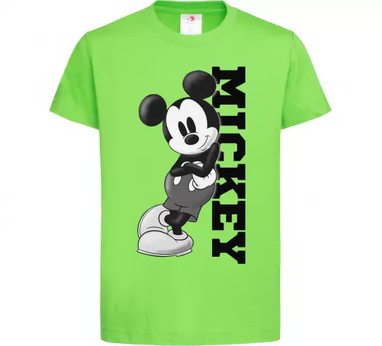 Детская футболка Чорно-білий Міккі Лаймовый фото