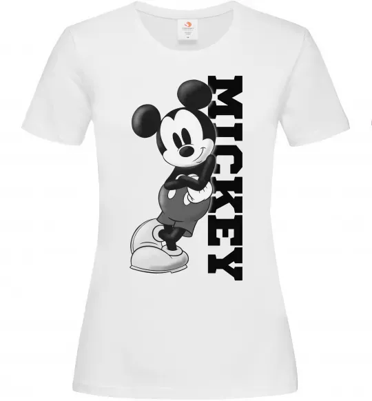 Женская футболка Чорно-білий Міккі Белый фото