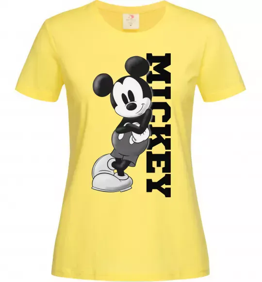 Женская футболка Чорно-білий Міккі Лимонный фото