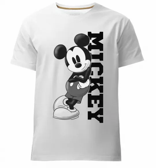 Мужская премиум футболка Чорно-білий Міккі Белый фото
