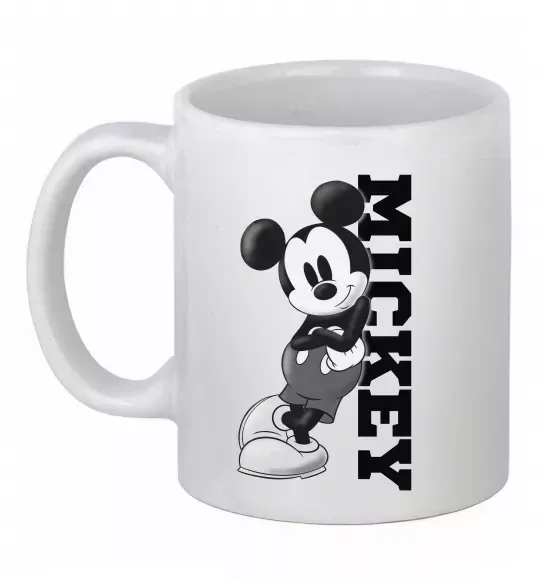Чашка керамічна Чорно-білий Міккі Білий фото