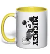 Чашка с цветной ручкой Чорно-білий Міккі Солнечно желтый фото