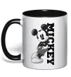 Чашка с цветной ручкой Чорно-білий Міккі Черный фото