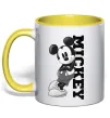 Чашка с цветной ручкой Чорно-білий Міккі Лимонный фото