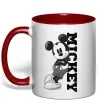 Чашка с цветной ручкой Чорно-білий Міккі Красный фото