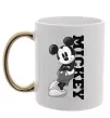 Чашка с цветной ручкой Чорно-білий Міккі Золото фото