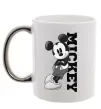 Чашка с цветной ручкой Чорно-білий Міккі Серебро фото