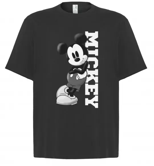 Футболка Оверсайз Чорно-білий Міккі Черный фото