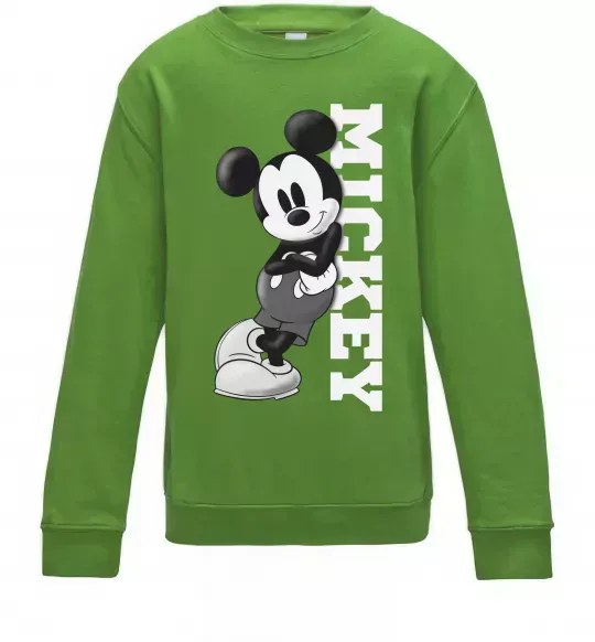 Детский Свитшот Чорно-білий Міккі Лаймовый фото