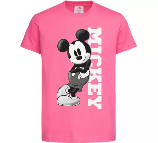 Детская футболка Чорно-білий Міккі Ярко-розовый фото