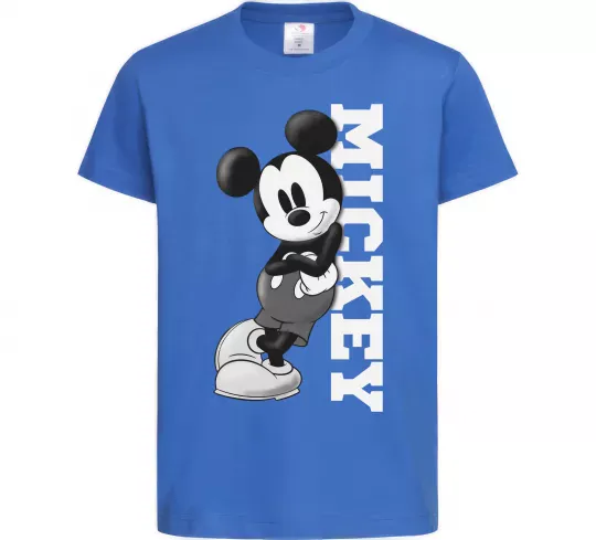 Детская футболка Чорно-білий Міккі Ярко-синий фото
