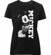 Женская премиум футболка Чорно-білий Міккі Черный фото
