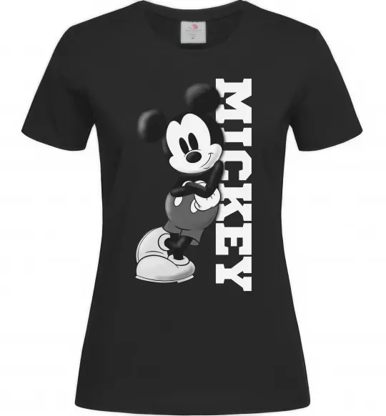 Женская футболка Чорно-білий Міккі Черный фото