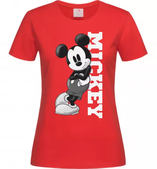 Женская футболка Чорно-білий Міккі Красный фото