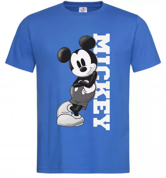 Мужская футболка Чорно-білий Міккі Ярко-синий фото