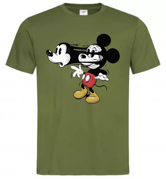 Чоловіча футболка Mickey Mouse crazy Оливковий фото