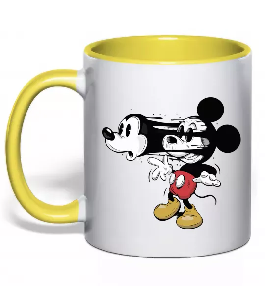Чашка з кольоровою ручкою Mickey Mouse crazy Сонячно жовтий фото