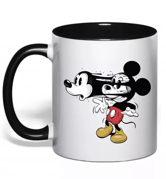 Чашка з кольоровою ручкою Mickey Mouse crazy Чорний фото