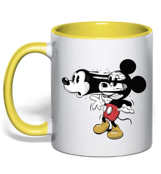 Чашка с цветной ручкой Mickey Mouse crazy Лимонный фото