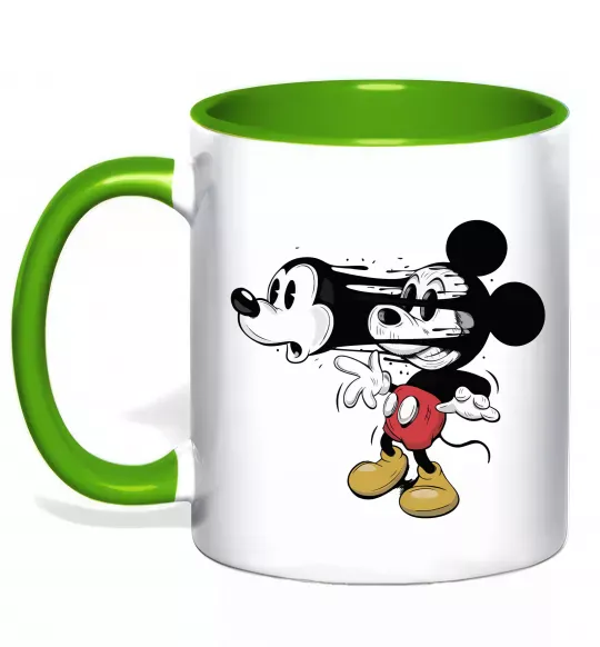 Чашка з кольоровою ручкою Mickey Mouse crazy Зелений фото