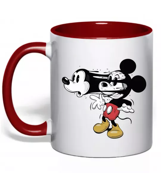 Чашка з кольоровою ручкою Mickey Mouse crazy Червоний фото