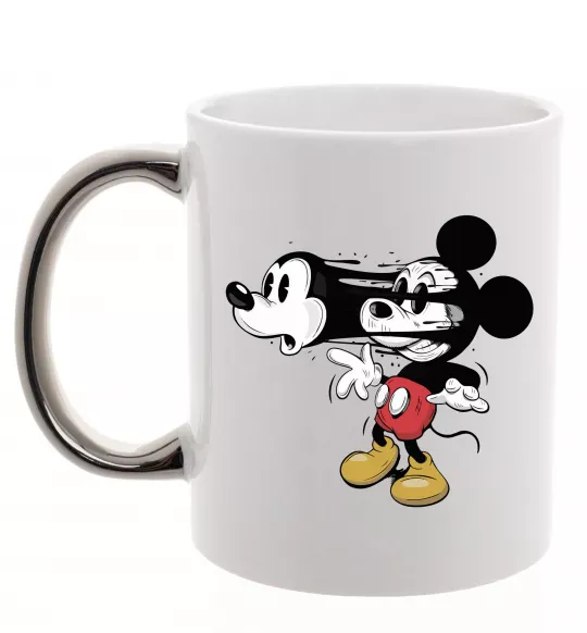 Чашка з кольоровою ручкою Mickey Mouse crazy Срібло фото