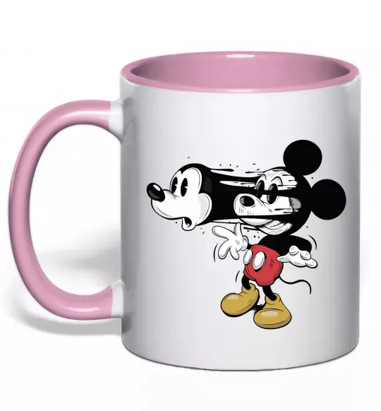 Чашка з кольоровою ручкою Mickey Mouse crazy Ніжно рожевий фото