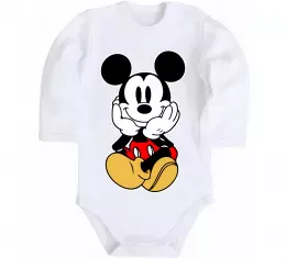 Детский боди Чорно-білий Міккі Белый фото