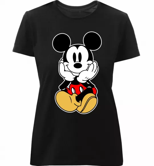 Женская премиум футболка Cute Mickey Mouse Черный фото