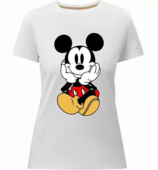 Женская премиум футболка Cute Mickey Mouse Белый фото