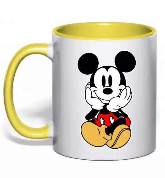 Чашка с цветной ручкой Cute Mickey Mouse Солнечно желтый фото