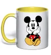 Чашка з кольоровою ручкою Cute Mickey Mouse Лимонний фото