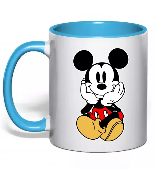 Чашка с цветной ручкой Cute Mickey Mouse Голубой фото