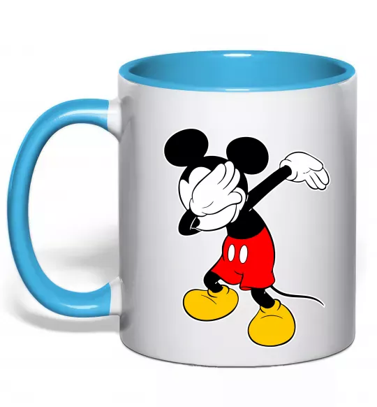 Чашка з кольоровою ручкою Міккі Маус деб Блакитний фото