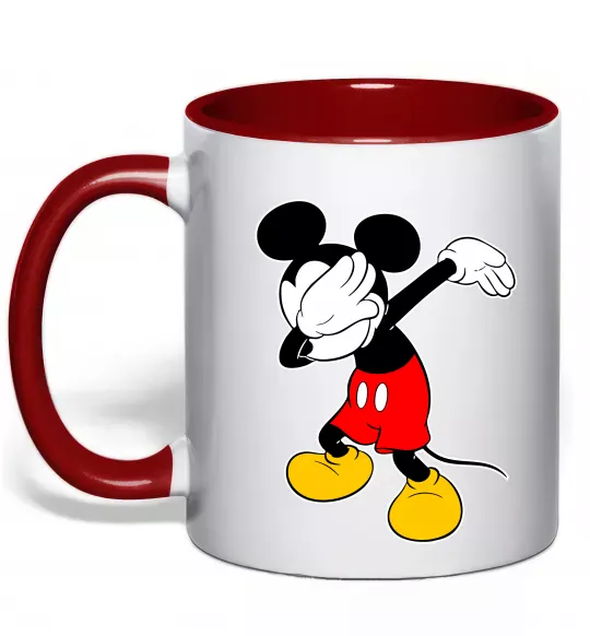 Чашка з кольоровою ручкою Міккі Маус деб Червоний фото