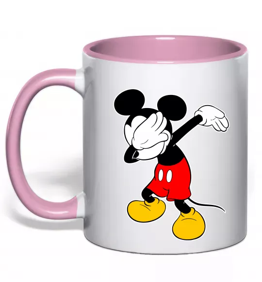 Чашка з кольоровою ручкою Міккі Маус деб Ніжно рожевий фото