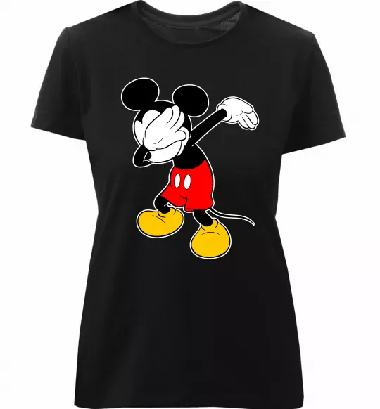 Жіноча преміум футболка Міккі Маус деб Чорний фото