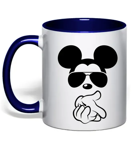 Чашка з кольоровою ручкою Mickey deal with it Глибокий темно-синій фото