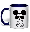 Чашка з кольоровою ручкою Mickey deal with it Глибокий темно-синій фото