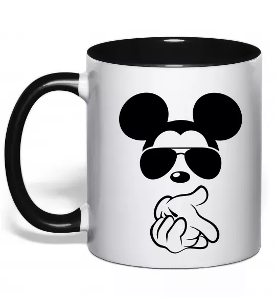 Чашка з кольоровою ручкою Mickey deal with it Чорний фото