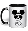 Чашка з кольоровою ручкою Mickey deal with it Чорний фото