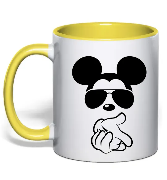 Чашка з кольоровою ручкою Mickey deal with it Лимонний фото