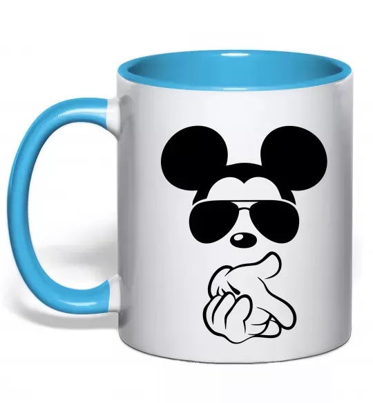 Чашка з кольоровою ручкою Mickey deal with it Блакитний фото