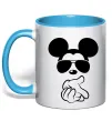 Чашка з кольоровою ручкою Mickey deal with it Блакитний фото