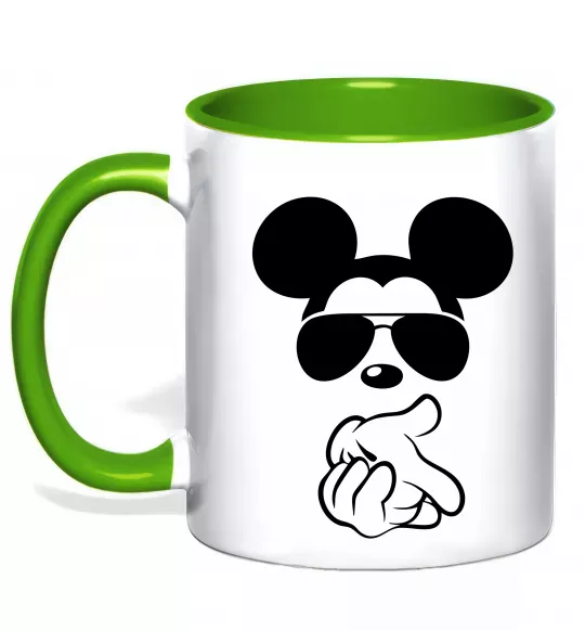 Чашка з кольоровою ручкою Mickey deal with it Зелений фото