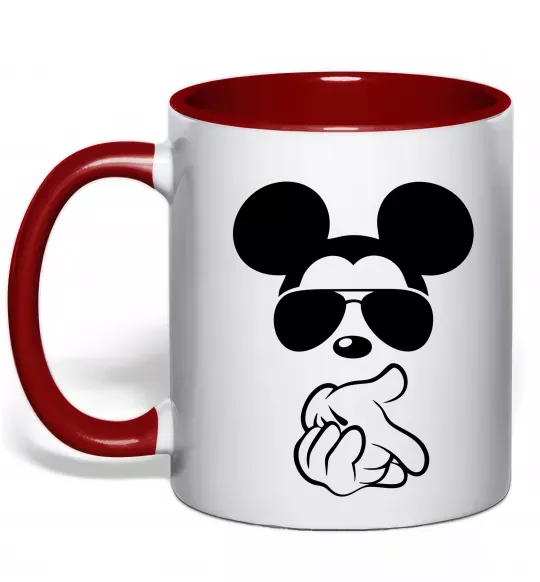 Чашка з кольоровою ручкою Mickey deal with it Червоний фото