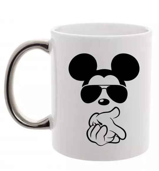 Чашка з кольоровою ручкою Mickey deal with it Срібло фото