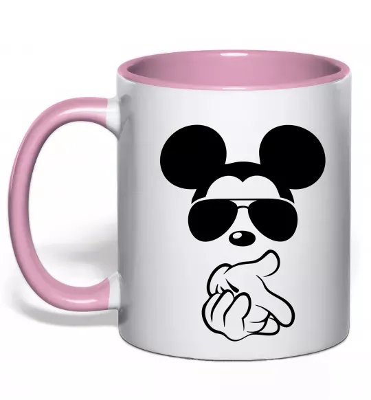 Чашка з кольоровою ручкою Mickey deal with it Ніжно рожевий фото