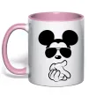 Чашка з кольоровою ручкою Mickey deal with it Ніжно рожевий фото
