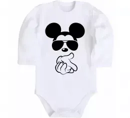 Детский боди Чорно-білий Міккі Белый фото